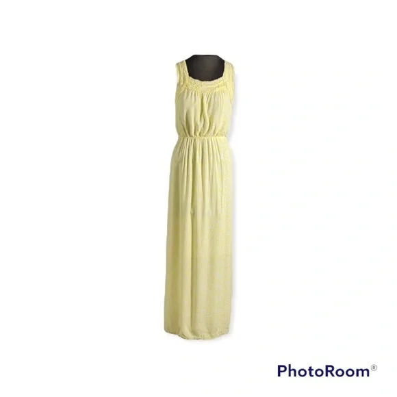Yellow cotton maxi dress (XS) - Picture 3 of 14